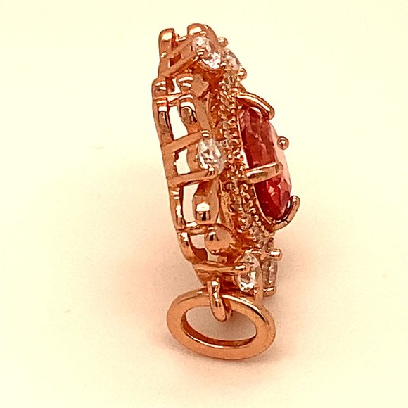 Red Mahenge Spinel 1.15ct Rose Gold Silver Pendant - Picture 4 of 7